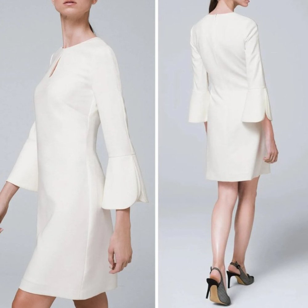 WHBM White Petal Sleeve Dress Size 0 NWOT